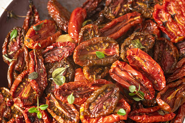 Sun dried tomatoes with fresh herbs and spices