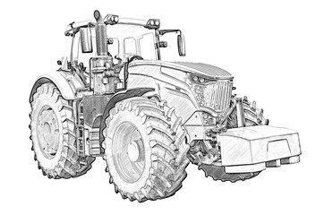 Sketch of the agricultural tractor, side view