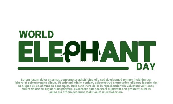 World elephant day typography with sample text, as banner or template, vector illustration.