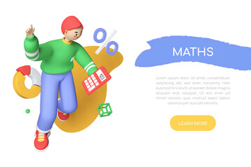 Maths - colorful 3D style banner with place for your text