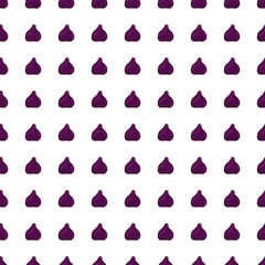 Isolated seamless pattern with little purple fig silhouettes print. White background. Vitamin shapes print.