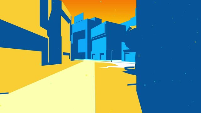 Fly-through brightly coloured city - 4K (25fps)