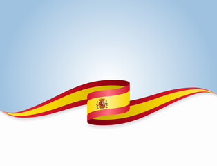 Spanish flag wavy abstract background. Vector illustration.
