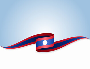 Laotian flag wavy abstract background. Vector illustration.