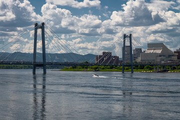 Obraz premium Bridges and buildings of Krasnoyarsk