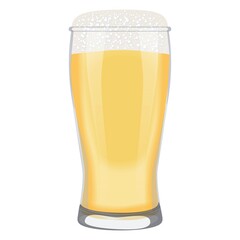 Weizen glass with light beer for banners, flyers, posters, cards. Lager with foam. International Beer Day. Beer day. Alcoholic drinks. Beer glass. Vector illustration isolated on white background.