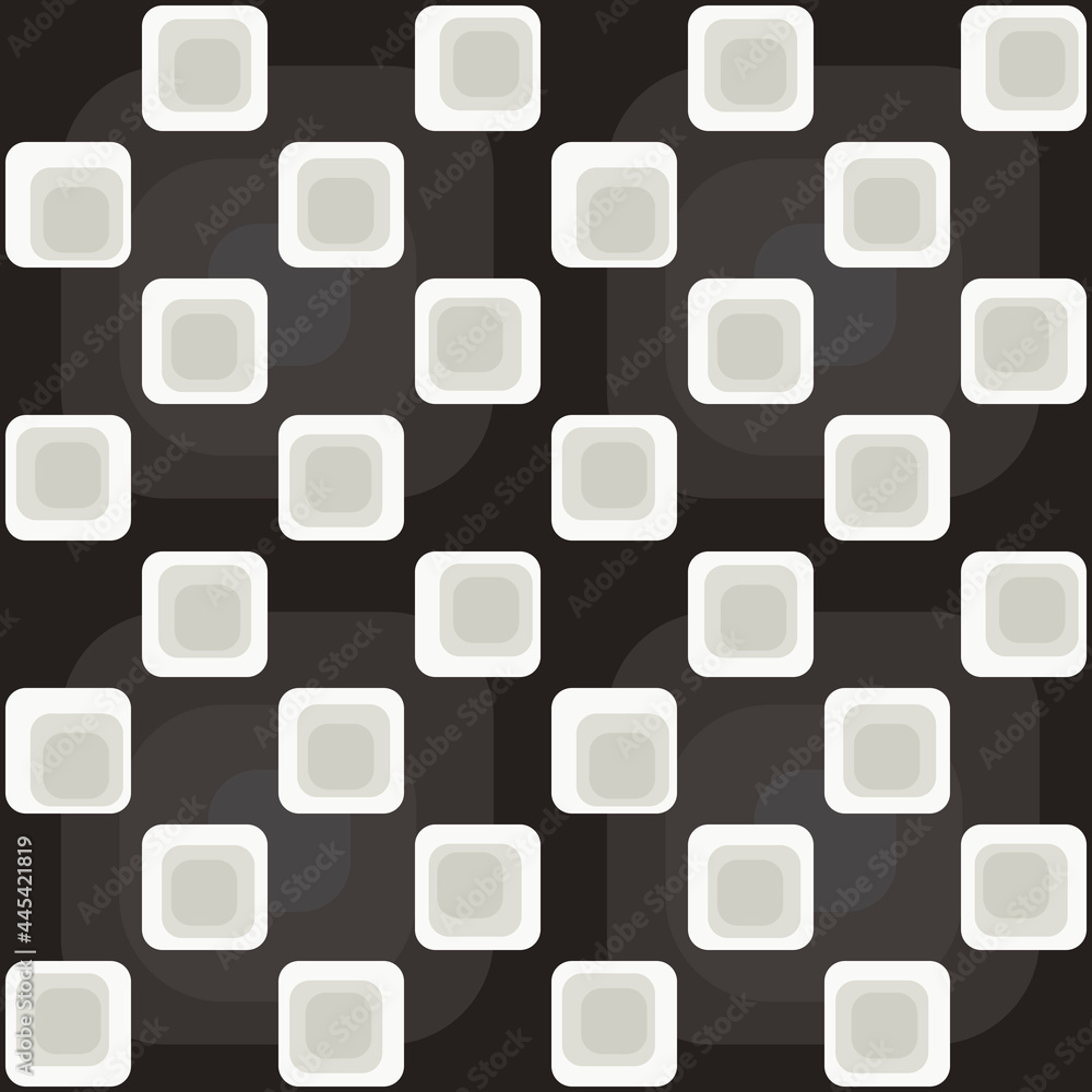 Poster checker abstract background. vector white shapes on black background.