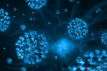corona virus spreading image in blue color