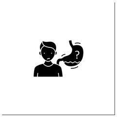 Hunger signals glyph icon. Hunger, growling stomach. Eating intuitively. Conscious nutrition. Mindful eating concept.Filled flat sign. Isolated silhouette vector illustration