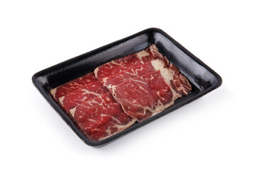 Sliced ​​Beef isolated on a white background.