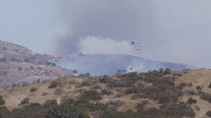 Fototapeta na wymiar Saddleranch Fire Blaze California Wildfire Los Angeles Helicopter 