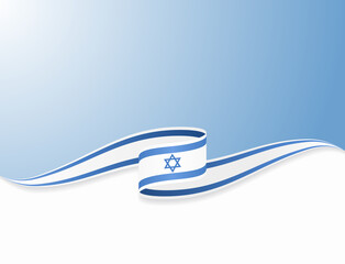 Israeli flag wavy abstract background. Vector illustration. - 445423867