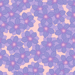 Pastel blue anemone flower shapes seamless pattern. Random floral botanic print. Pastel colors.
