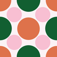 Large Colorful Polka Dot Vector Seamless Pattern Background Print