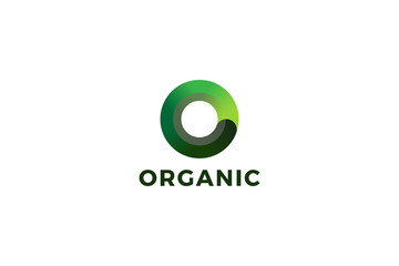 Letter o green color 3d organic recycling abstract logo design