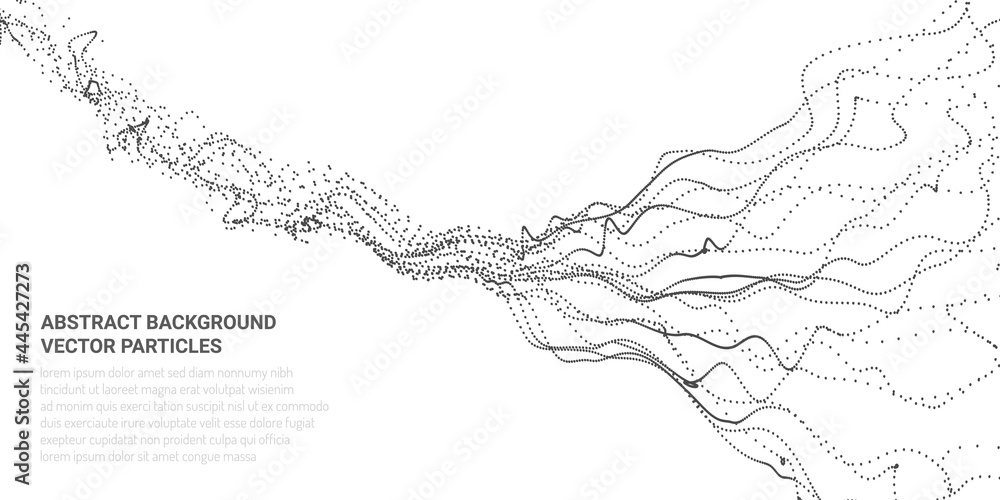 Poster abstract 3d image with particle flow movement