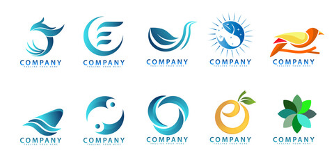 Obraz premium company logo set Mega collection logo abstract geometric business logo with gradient style