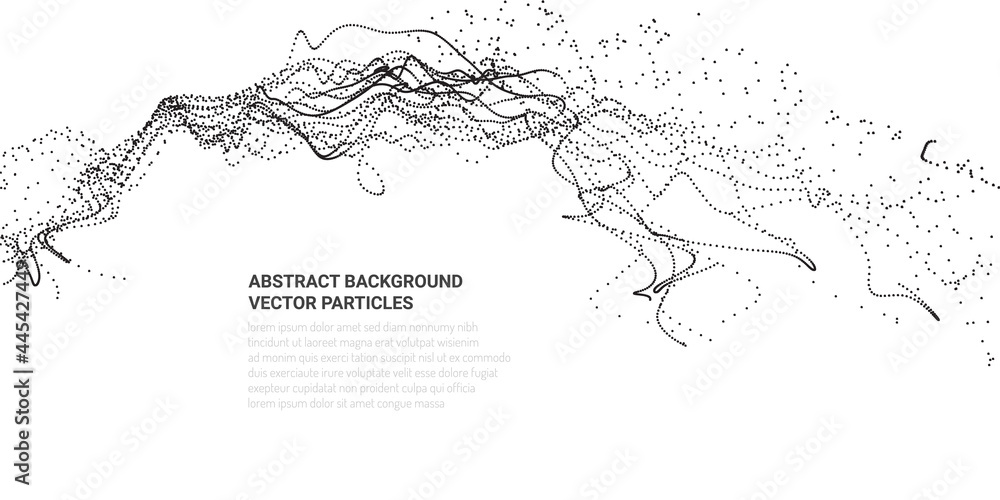 Poster abstract 3d image with particle flow movement