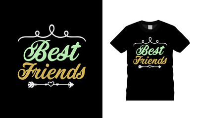 Best Friends T shirt Design, apparel, vector illustration, graphic template, print on demand, textile fabrics, retro style, typography, vintage, friendship day t shirt