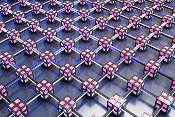 Three dimensional pattern of interconnected cubes