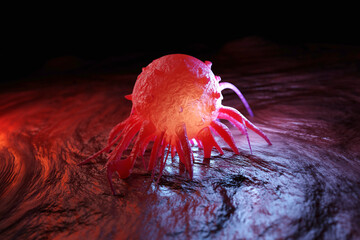 3D Illustration of cancer cell in human body