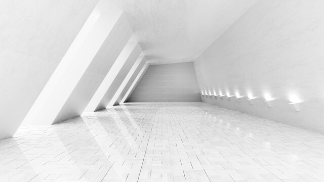 Three dimensional render of bright modern Interior