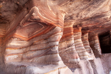 carved caves in Petra Jordan old nabatean town