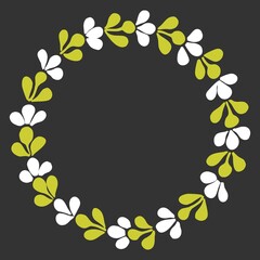 Laurel wreath decorative vector frame isolated on black background