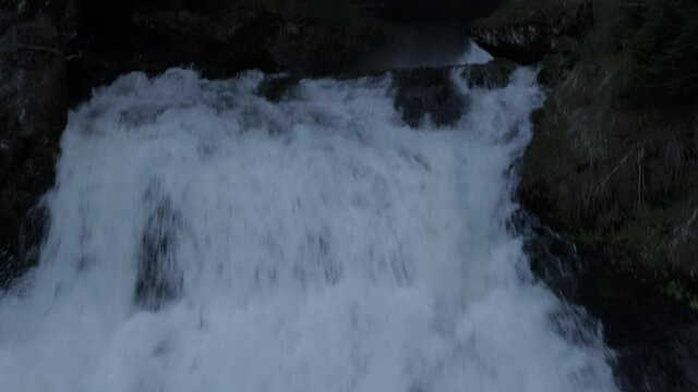Aerial drone footage view of Cascate delle Marmore/Waterfall of Marmores , Natural Park in Terni Umbria in Italy // no video editing
