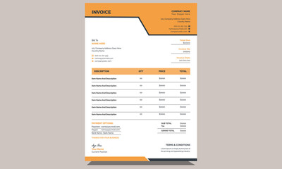 Minimal creative business invoice template vector design. 
