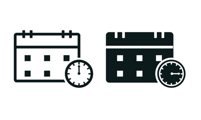 Calender with clock icon. Planning, reminder agenda. Illustration vector