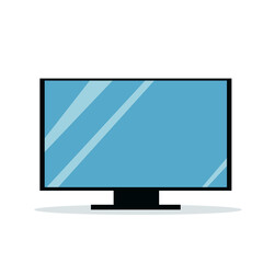 Illustration of a flat modern TV on a stand. Isolated