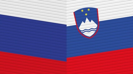 Slovenia and Russia Two Half Flags Together Fabric Texture Illustration