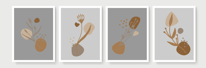 Social media stories, posts, highlights templates. Abstract floral vector backgrounds with copy space for text