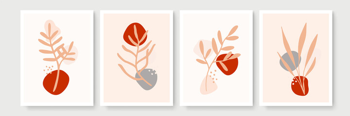 Naklejka premium Social media stories, posts, highlights templates. Abstract floral vector backgrounds with copy space for text