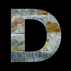 Alphabet letter D - Rustic stone background