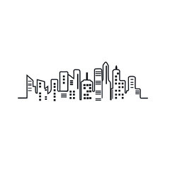 Modern cityscape continuous one line vector drawing. Metropolis architecture panoramic landscape. 