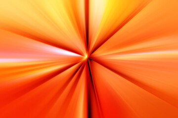 Abstract surface of radial blur zoom in orange, red, yellow tones. Bright background with radial, diverging, converging lines. Abstract background with autumn colors.