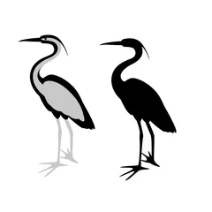Foto op Plexiglas heron vector illustration, flat style, black silhouette © wectorcolor