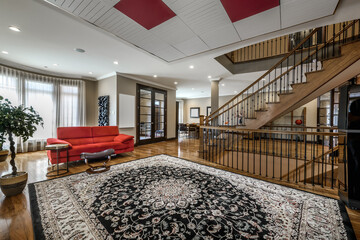Luxury Canadian House with wood working, wood floors, wood staircases, furnished, staged and well kept