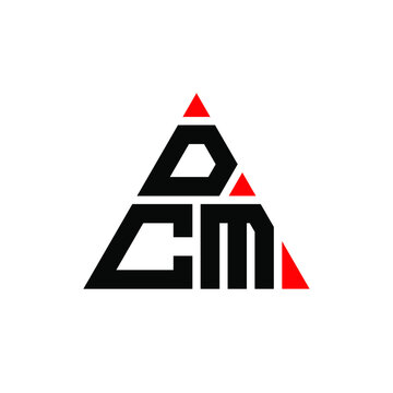 DCM triangle letter logo design with triangle shape. DCM triangle logo design monogram. DCM triangle vector logo template with red color. DCM triangular logo Simple, Elegant, and Luxurious Logo. DCM 