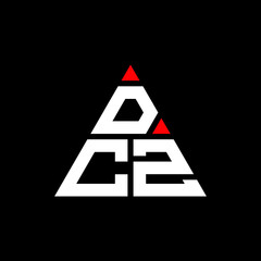 DCZ triangle letter logo design with triangle shape. DCZ triangle logo design monogram. DCZ triangle vector logo template with red color. DCZ triangular logo Simple, Elegant, and Luxurious Logo. DCZ 