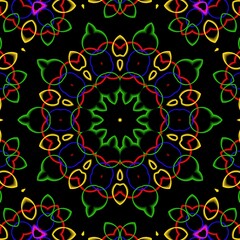 Mandala pattern design with black background.