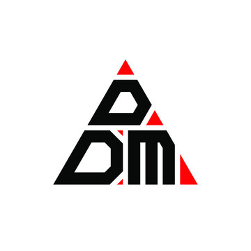 DDM triangle letter logo design with triangle shape. DDM triangle logo design monogram. DDM triangle vector logo template with red color. DDM triangular logo Simple, Elegant, and Luxurious Logo. DDM 