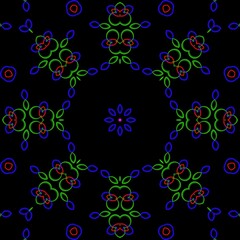 Mandala pattern design with black background.