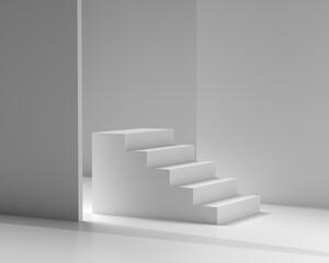 Minimal staircase for product presentation or mockup background,podium on the floor,abstract geometric shape,3d rendering.