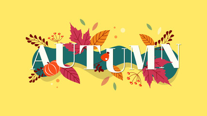 Autumn Banner for Social Media For Advert or Sale Announcement on a Bright Yellow Background
