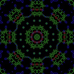 Mandala pattern design with black background.