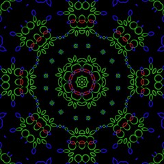 Mandala pattern design with black background.