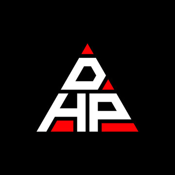 DHP triangle letter logo design with triangle shape. DHP triangle logo design monogram. DHP triangle vector logo template with red color. DHP triangular logo Simple, Elegant, and Luxurious Logo. DHP 